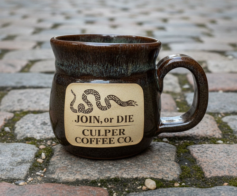 Hand Thrown Culper Coffee Co. Join or Die Mug (10oz)